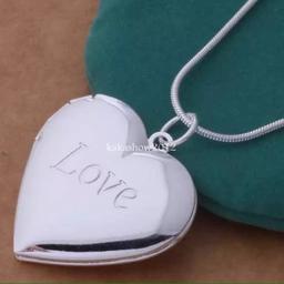 18" Chain Heart Necklace 
Opening Locket with "Love" engraved
925 Silver Plated
Boxed
Delivery available