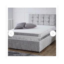 Hello,
Much to my regret I have to get rid of my almost brand new (3 week old) double crushed velvet divan bed due to me moving and I can’t take it with me! It’s got 2 nice size drawers either side for storage, lovely perfect condition memory foam mattress, and a lovely grey crushed velvet design.