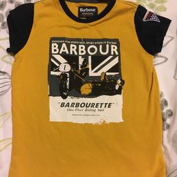 Boys Barbour tshirt mustard/black size S (6-7