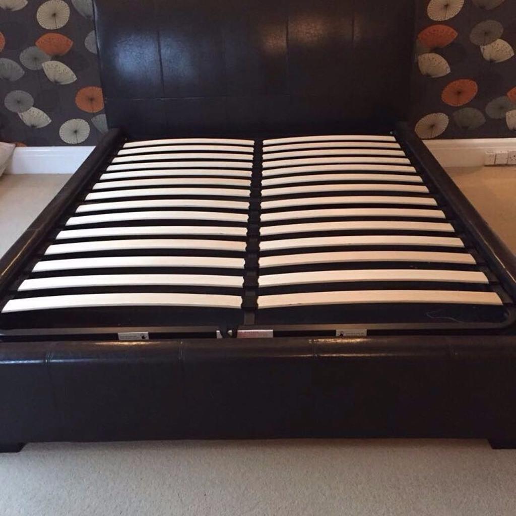 Brown leather king size bed in SK9 Wilmslow for £125.00 for sale | Shpock