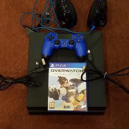Ps4 hardly used with gaming headphones controller game (overwatch) with hdmi cable