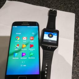 Selling my Samsung s6 Edge 64gb dark blue unlocked plus my Gear 2 Neo smart watch both Excellent condition