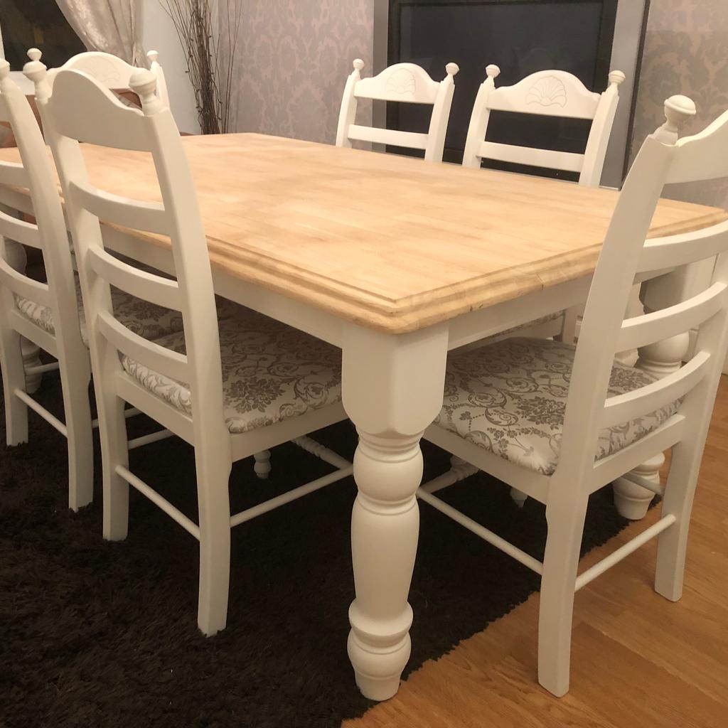 6ft Shabby Chic Oak Table and 6 Chairs in NG18 Nottinghamshire for £399