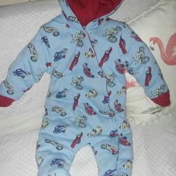 Cute padded all in one baby suit with retro car print