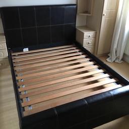Brown leather double bed, good condition