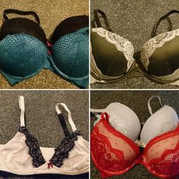 12x 32DD bras. Bralet is underwired and from new look. Red and white image are Ann summers boost bras. The rest are marks and Spencers. The black and white image are the most worn. The rest are either brand new or only worn a few times