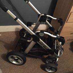Icandy pear double , frames a bit stiff putting down( common for icandy pear) 2 seats , 2 carry cots ( one has been stored so needs a clean) ( never used ) 2 raincovers and 2 sets of adapters. Great condition! Buyer collects. 
Offers welcome :)