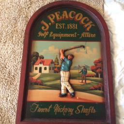 Carved wooden painted golf sign ,it's a lovely piece , well carved ,in good condition ,its 24 inches by 16 inches