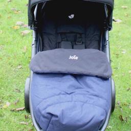 A Joie litetrax 4 wheel stroller comes with footmuff and rain cover up to about age 4 years free from a  smoke and pet free home