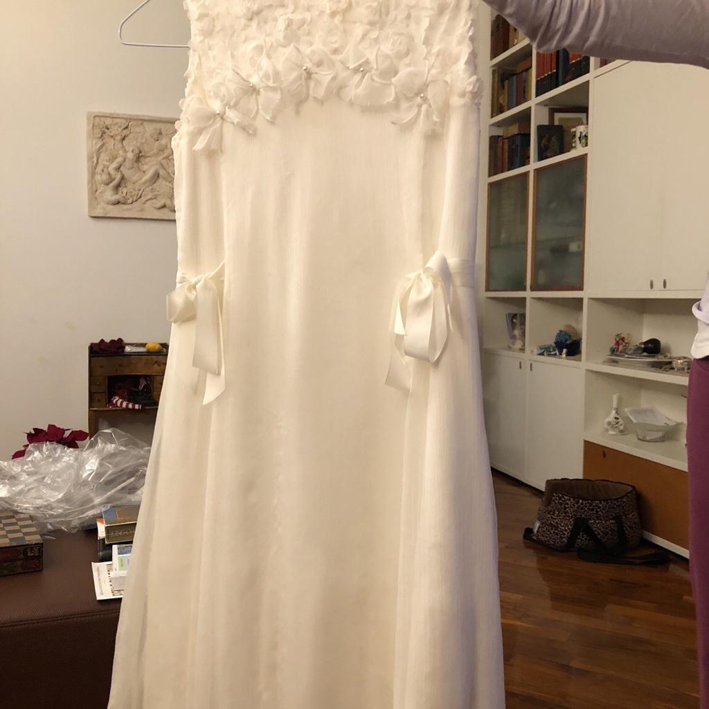 Robe De Cérémonie Paprika Taille 40 - Ivoire, Sans Manches, Longueur Genou