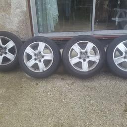 Audi alloy wheels from my a4 pcd 5x112
With 205/55/R16 tyres 2xgood and the other 2 still legal. They are not in the best condition there is some kerbing but no cracks or welds.