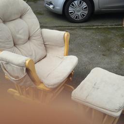 Nursing rocking chair and footstool
Will ned reupholstering
Wooden frame and swivel mechanisms in very good condition