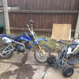 Pit bike spears or repairs and quad worked last time out about a year ago so will need tlc £70 ono