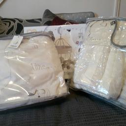Mamas and papas once upon a time Cot quilt, bumper, sheets and pillowcase. Also mothercare musical cot mobile. All excellent condition in origional boxs/bags