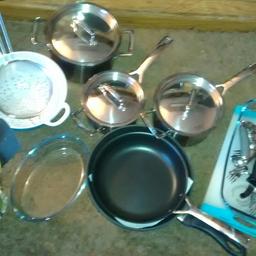 Mixed job lot of Le Creuset pans X 4, pryex dishes X 3, lots of cutlery, some brand new.

Offers welcome, collection only.