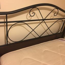 This is a wood and metal sturdy bed, does have a couple of scratches, comes with mattress and has been the bed for the guest room.

The bed has all its slacks and is a good strong bed not a cheap one.

Collection only will dismantle for easy collection.