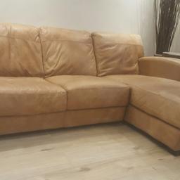 DFS Chesterfield Vintage Distressed Leather Corner Sofa Tan in good condition. The sofa is deep and very comfortable ,unique piece to your home. 3 seater corner sofa cost  me 1k...On shpock or ebay same as this used condition  for more then £400. Pillows not included
Price £250