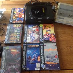 Here we have a sega Saturn games system with some great games this was working fine last time I played it about 2 yrs ago,but when I went to play it again it really had trouble starting up I had to keep switching it on and off many times before it worked all the games are fine there's a few rare ones there they all come with there manuals and most of the discs don't have a scratch on them,if you can get the console repaired you'd have a great bit of retro gaming has all leads and 2 original pads
