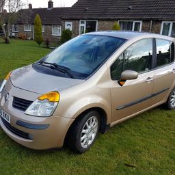Hello 
For sale is my parents 2005 Renault Modus 1.5DCI.  In beautiful condition inside and out for its age.  Only cover 67500 miles with full service history.  MOT until January 2018. 
Starts and runs lovely. Recent new battery. 
Any questions please call /text on 07718602869.  
No silly offers please.  
Thanks