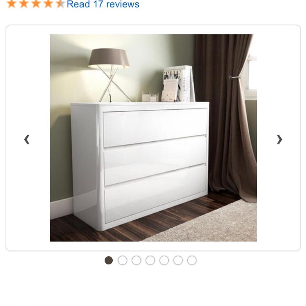 Lexi White High Gloss Wide 3 Chest Of Drawers in E17 London Borough of