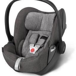 Babyschale mit Liegefunktion Manhattan Grey, ab der Geburt bis 18 Monate, als Kindersitz im Auto, als Aufsatz für den Kinderwagen, verstellbare Rückenlehne, teleskopisches l.S.P. System, 11-Fach höhenverstellbare Kopfstütze, XXL-Cabrio-Sonnendach, in sehr gutem Zustand