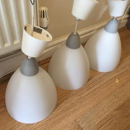 3 Ikea glass shades ceiling lights, have been removed by a qualified electrician all in working order collection from hoole or boughton,