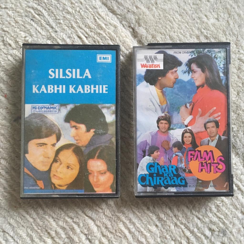 Rare Bollywood audio cassette from the 70’s and 80s
Silsila, kabhi kabhie and Ghar ka chiraag
Good working condition