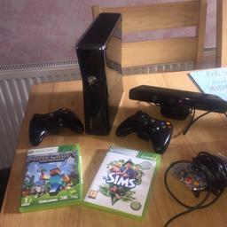 Black Xbox 360 good condition & good working order with 2 wireless controllers🎮 🎮& one light up cables control & 2 games Minecraft & Sims 3
See pics only selling due to being brought a new console.