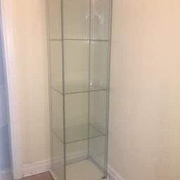 Ikea display cabinet, excellent condition, white with glass shelves £20 no offers.