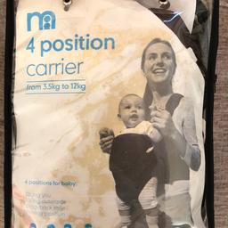 Mother are 4 position baby carrier used a couple of times but unfortunately my baby was too heavy. Pet free and smoke free home.