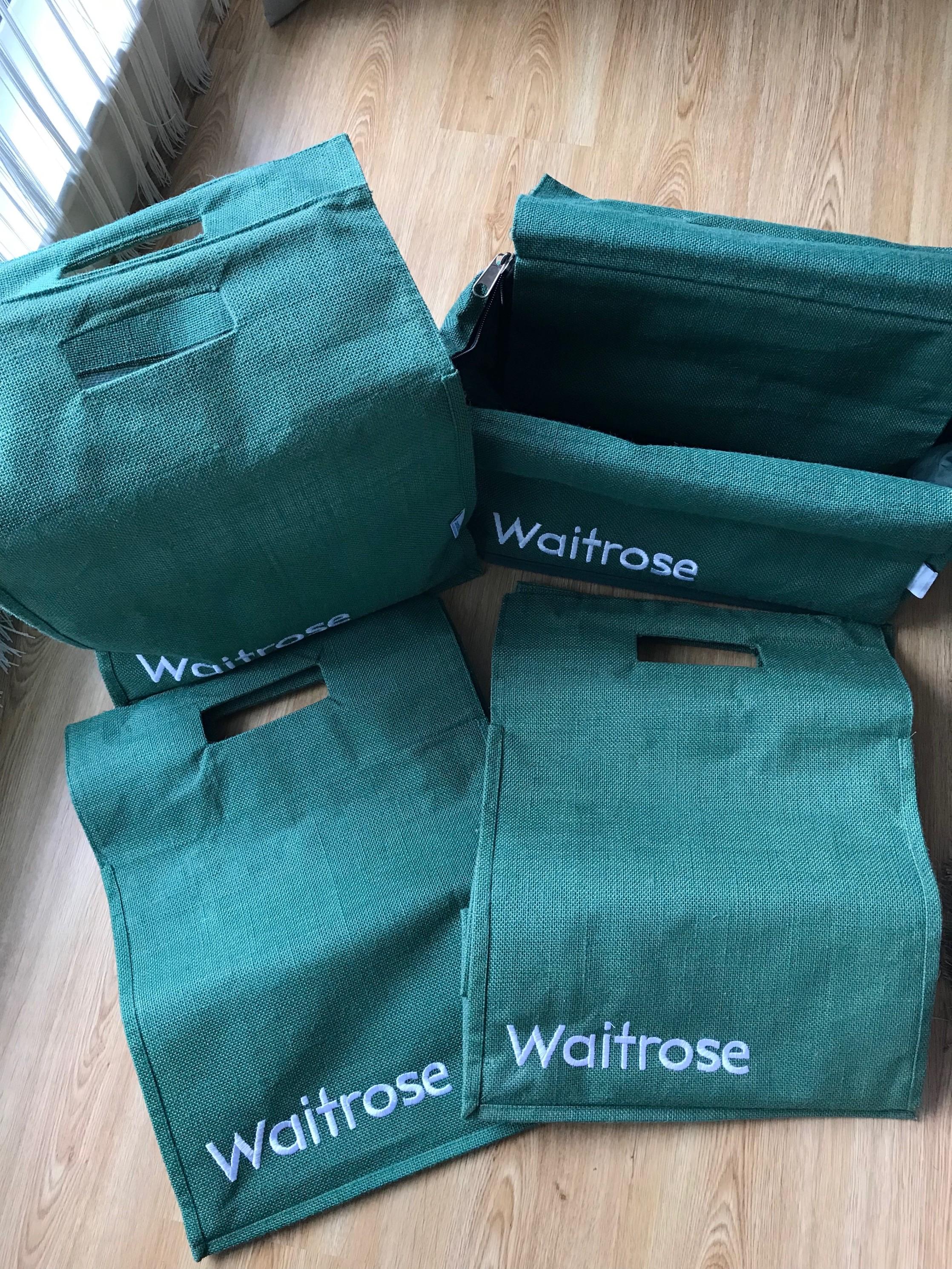 Waitrose Strong Hessian Fabric Jute Bag Set in for 20.00 for sale