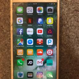 hello I am selling my iPhone 6 Plus it is in immaculate condition not 1 scratch on the back as it had a rubber case on it, it was purchased 7 months ago I have now bought the iPhone X hence why I am selling the phone 2 minor problems is the screen needs to be replaced shouldn’t cost much if you went to a third party seller the other problem is the volume button is pushed in you can’t turn the phone down, only turn it up you can turn it down if you pulled up the control centre from the bottom.
