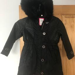 Girls Ted Baker black Parker coat. Age 6 years. Used but in excellent condition.