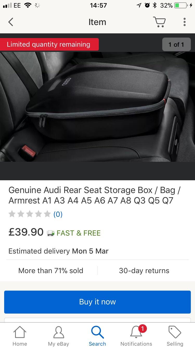 Audi rear seat storage box in WR5 Wychavon for £20.00 for sale Shpock