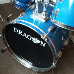 Five piece drum kit with sticks and cymbals and foot pedals ideal for beginner grab a bargain re-advertised due to time wasters again