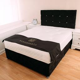 Crushed velvet divan set
10 inches mattress
free matching 24 inch diamond headboard
All sizes available and, colours silver,grey,black,champagne and truffle 
Ottoman box £69
Call 07852802818
Or visit us at Baronsgate 5 Picton road L15 4LD
Free local delivery