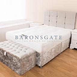 All sizes available,
colours silver ,black ,grey ,champagne and truffle 
including a 10 inches mattress
Free 24 inch cubed diamond headboard
Call 07852802818
Or visit us at Baronsgate 5 Picton road L15 4LD
Starting from £139
FREE local delivery