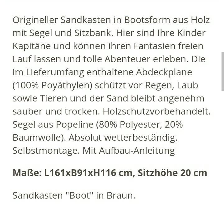 Sandkasten "Boot" zu verschenken!! in 77815 Bühl für gratis zum