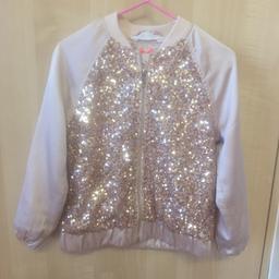 Girls baby pink sequin bomber style jacket from H&M age 4-5