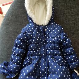 George blue spotty coat with gloves excellent condition