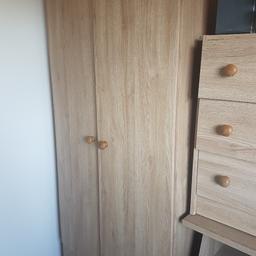 2 door wardrobe . Matching 3 chest of drawers and desk.