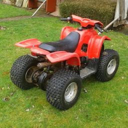 110cc quad, well looked after and maintained, all in good working order. The only minor fault is the electric start plays up but easily repairable but kick off fine. Only selling due to my son outgrowing it. 2 stroke £250 Ono