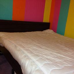 Double bed walnut colour with mattress, good condition £20 ONO collection only