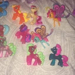 Collection of non branded ponies in a fabric zipped bag. Also included are 25 miniature My Little Pony characters which were originally purchased separately in blind bags. I've also included 5 Care bear characters for good measure.