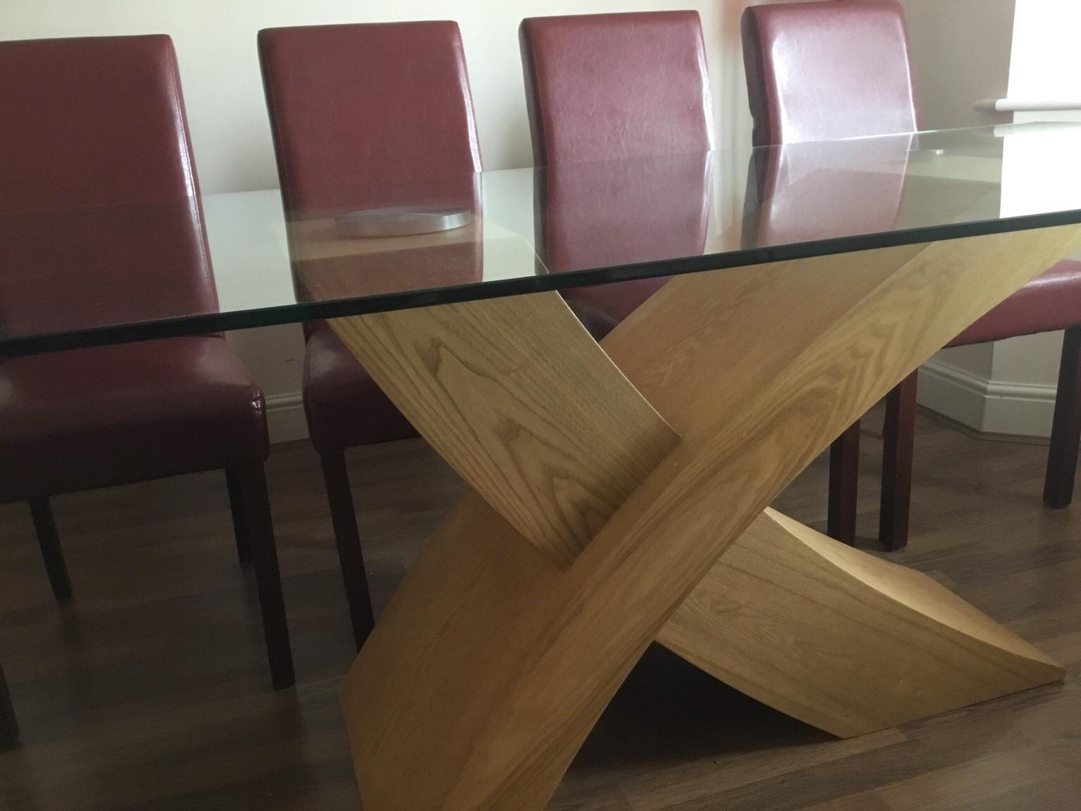 Modern Dining Table Glass Oak Veneer 8 Chairs In Oadby And Wigston For   5ab69f6c3727d41c0e76577f