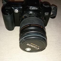 Selling my canon eos 500 film camera, in good condition but has usual signs of wear and tear. Hasn't been used in a long time and just sits there so thought I would sell! Comes with 28-80mm lens, manual, batteries, 4x colour film (dated 2007). Offers welcome. THIS IS NOT DIGITAL