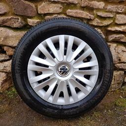Removed from my 2014 vw caddy van

195 65 15 is the tyre size and there on 5x112 steel rims

All 5 tyres are legal and have around 5mm of tread on them

There is also the 4 genuine vw wheel trims that are shown in the photos