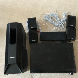 Panasonic 5.1 Surround Sound cinema speaker system. Model: SA-PT460
Assumed to be in good working order. Amplifier a bit scratched (see pics) and has been unused for the past 2 years. All speaker cables included.