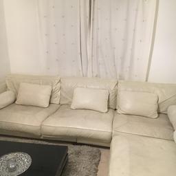 i have a dfs off white real leather very large family sofa can be styled as corner or straight or left corner or right corner very practical no rips or tears or breakages with a foot stool/ pouff!