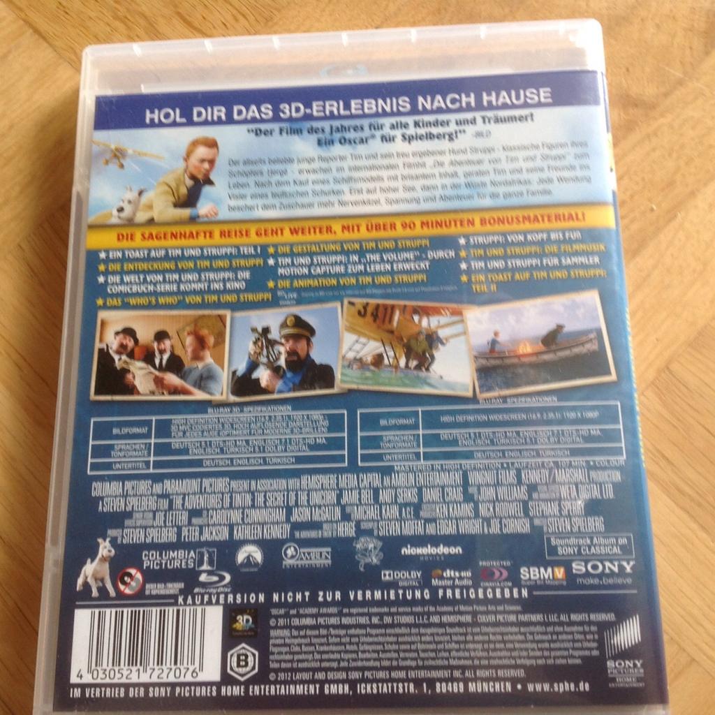 Blu-Ray 3D, frei ab 6, 2 Discs, ohne Versandkosten